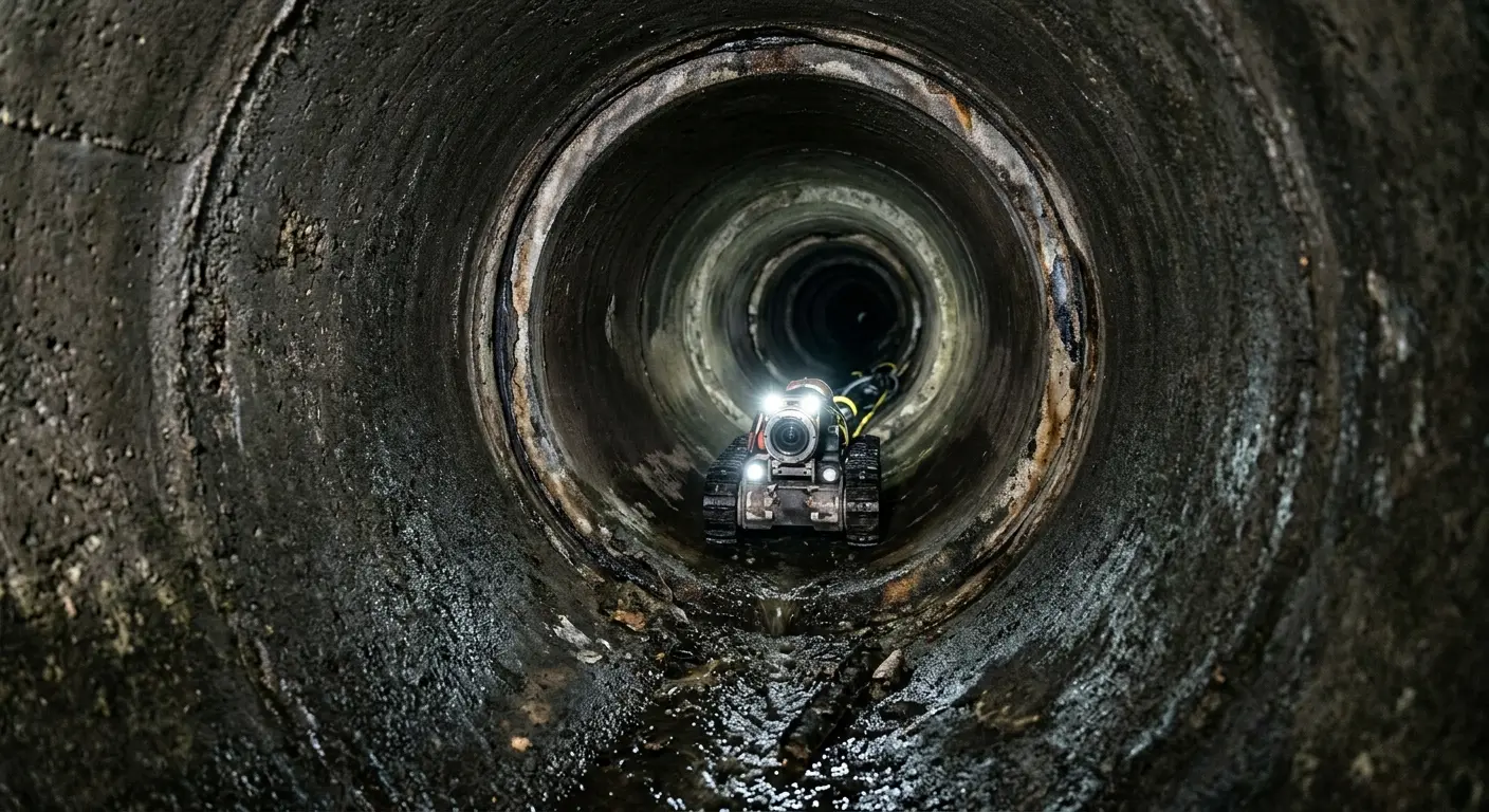 Robotic sewer camera inspecting pipe interior for Sewer Line Repair in Siler City